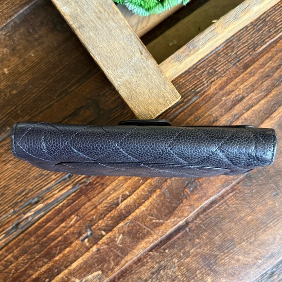 CHANEL Classic L-Flap Caviar Navy Blue Quilted Long Wallet - Picture 9 of 15